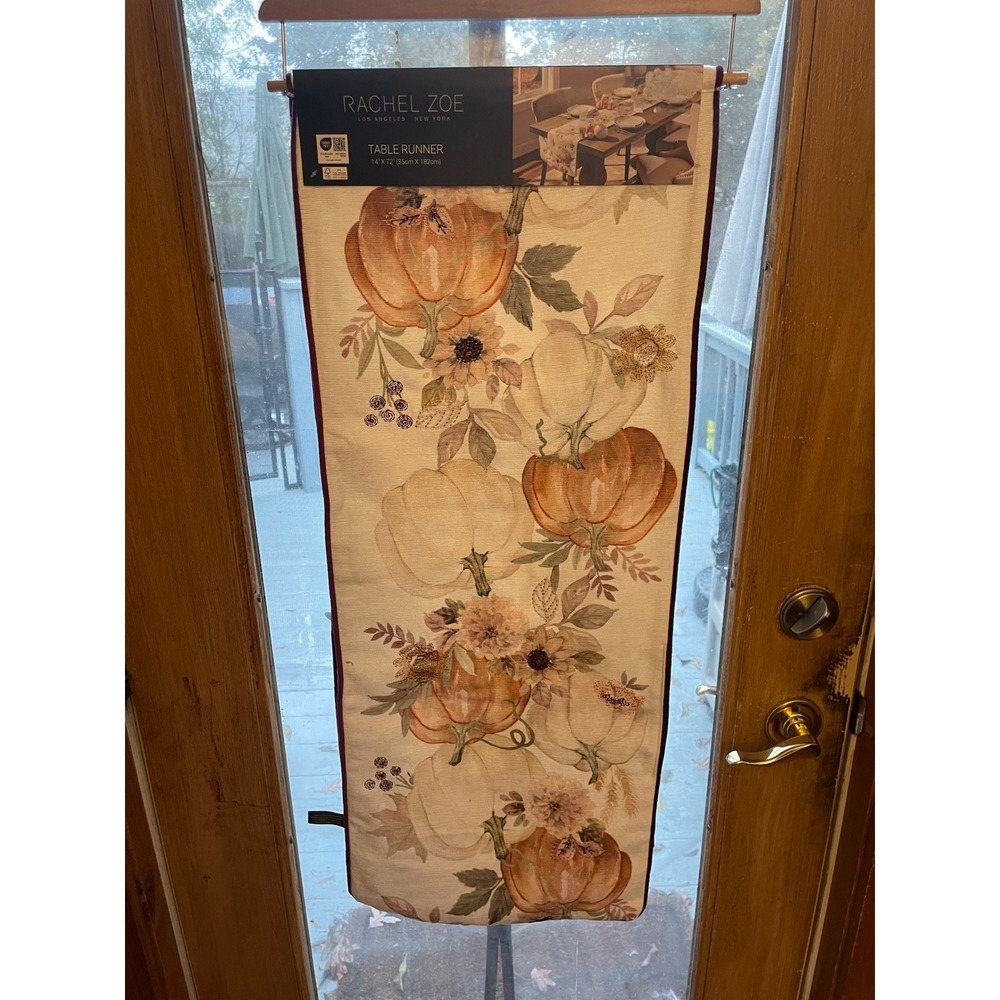Rachel Zoe Fall Table Runner Pumpkin Floral 14 x 72 Thanksgiving‎ Decor